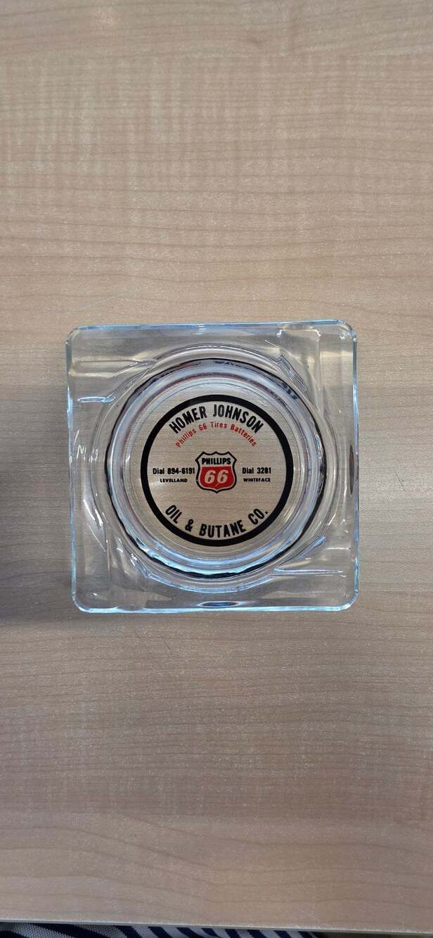 Vintage Phillips 66 Homer Johnson Oil And Butane Co. Glass Ashtray